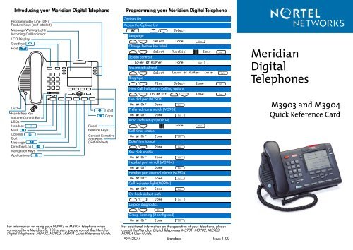 Nortel Networks Phone M3904 User Manual